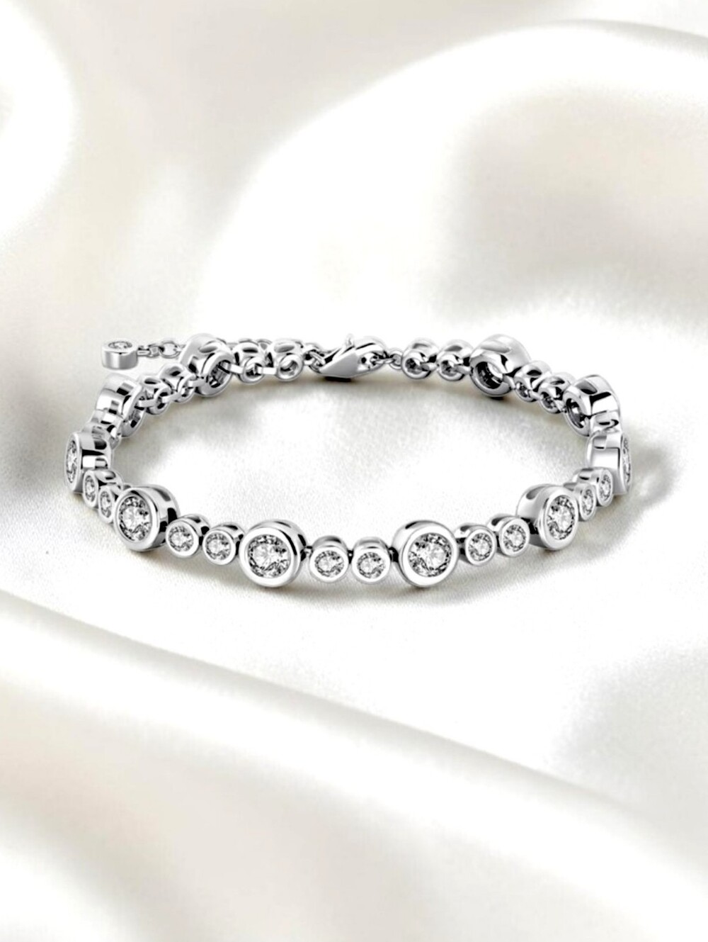 Silver And Zirconia Bubble Bracelet NWOT